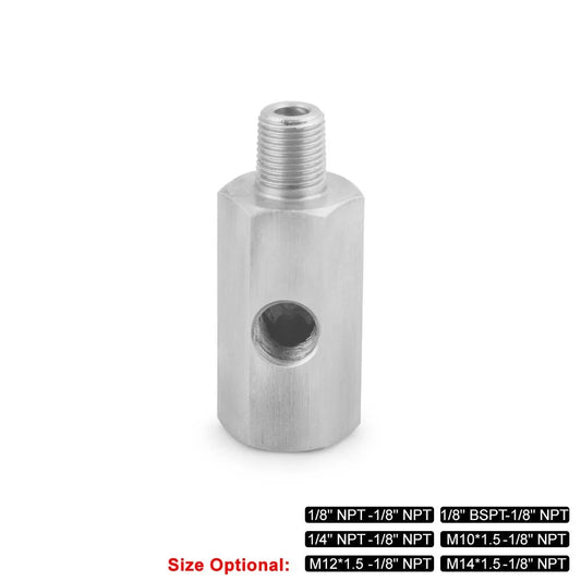 Oil Pressure Sensor Tee Adapter Turbo Supply Feed Line Gauge Female to 1/8 NPT Side Port Stainless Steel Hose T Fittings Tuck's Performance