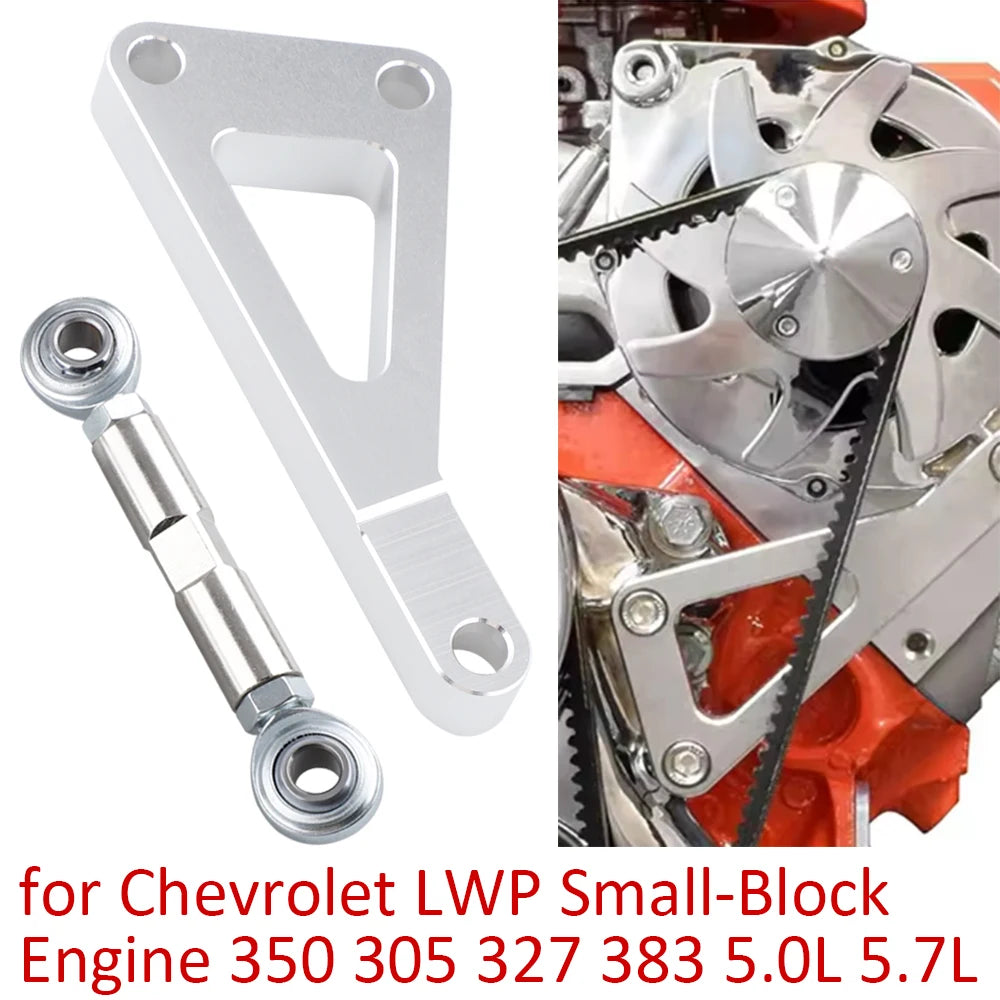 Small Block Chevy Alternator Bracket 551411 Style, Adjustable Kit for Long Water Pump 305 327 350 383 Tucks Performance