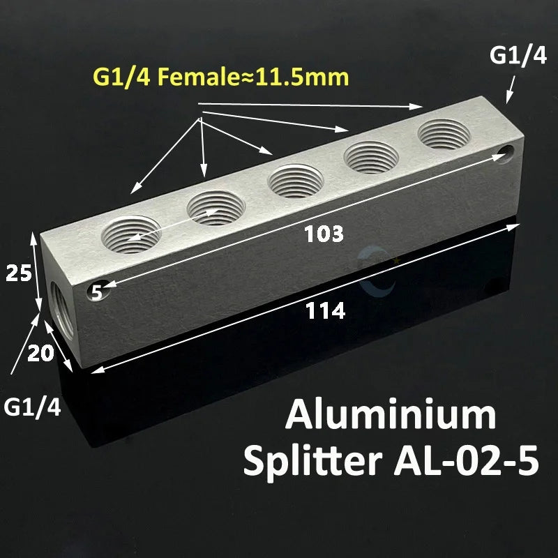 Aluminium Splitter 1/8" 1/2" BSP Internal Thread Port 2 3 4 5 6 7 8 9 10 Way 1/4 Pneumatic Air Manifold Distributor Connector Tuck's Performance