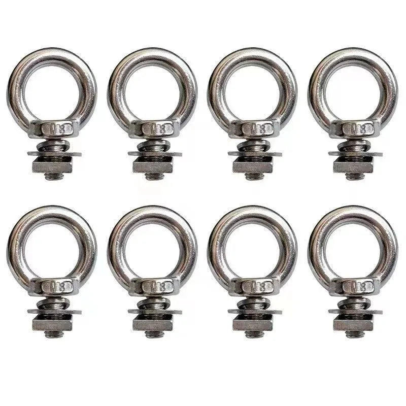 8 pack of stainless T-slot eye bolts with square nuts