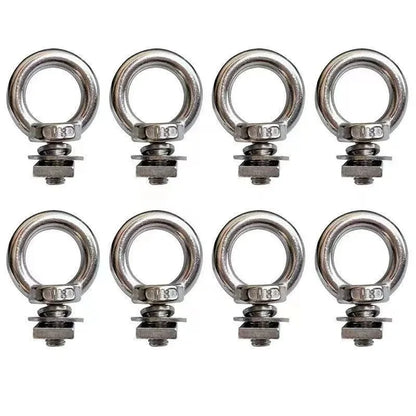 8 pack of stainless T-slot eye bolts with square nuts