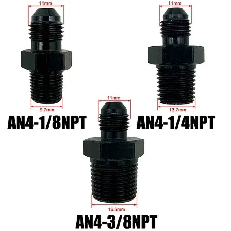 2X Flare Male AN4 AN6 AN8 AN10 AN12 To 1/4NPT 1/8NPT 3/8NPT 3/4 NPT Thread Straight Fittings Fuel Oil Cooler Hose Pipe Adapter Tuck's Performance