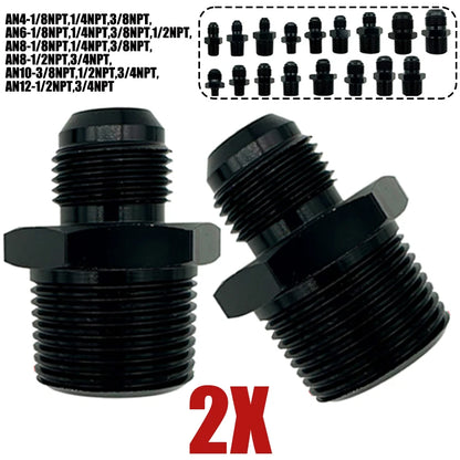 2X Flare Male AN4 AN6 AN8 AN10 AN12 To 1/4NPT 1/8NPT 3/8NPT 3/4 NPT Thread Straight Fittings Fuel Oil Cooler Hose Pipe Adapter Tuck's Performance