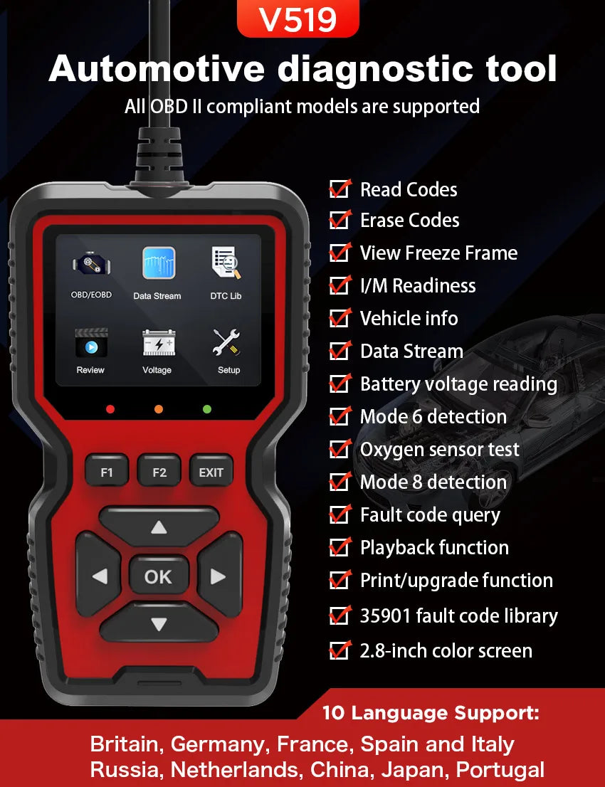 V519 OBD2 Diagnostic Scanner & Voltage Tester - product image 7