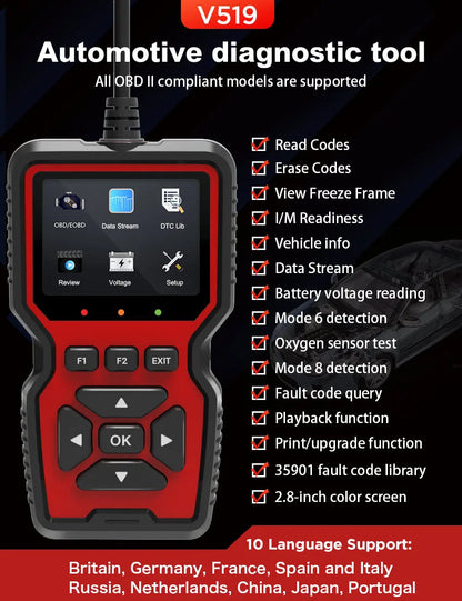 V519 OBD2 Diagnostic Scanner & Voltage Tester - product image 7