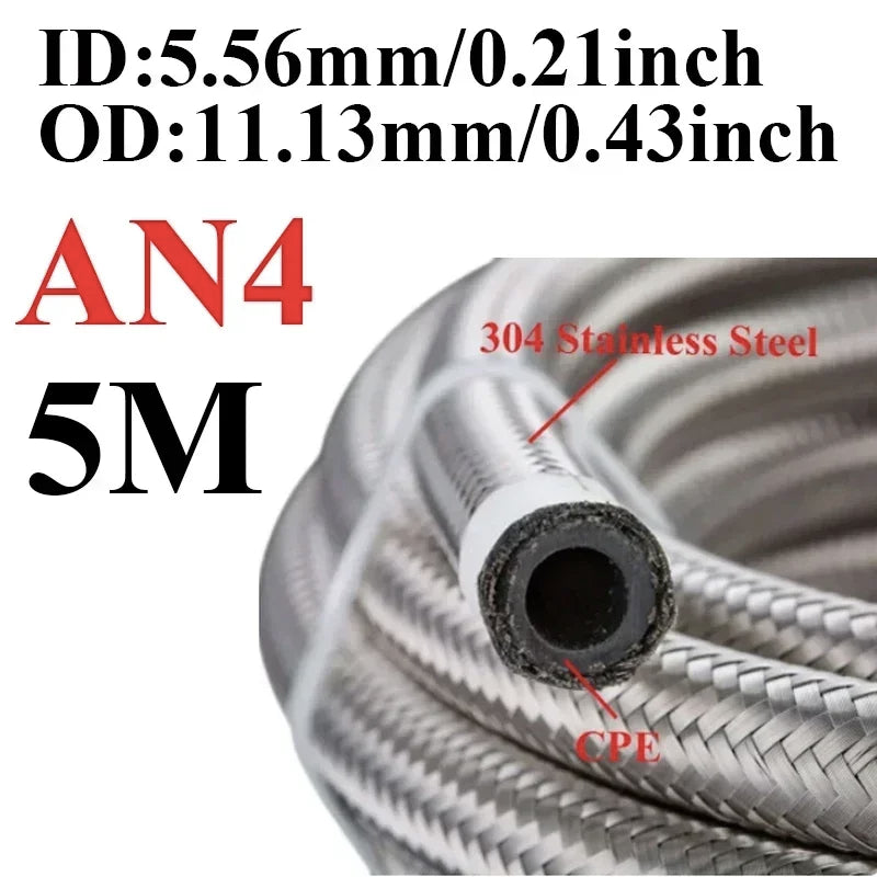 Stainless Braided CPE Fuel & Oil Hose | AN4 to AN12 | 1 to 6 Metre Tucks Performance