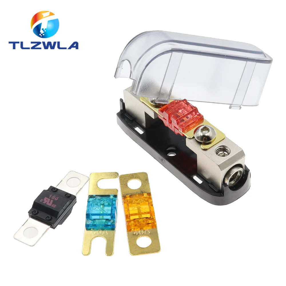 1Set Car Audio Auto Mini ANL AFS Car Fuse Holder Block with Fuse 20A 30A 40A 50A 60A 80A 100A 150A 200 MINI ANL 32V Good Quality Tuck's Performance