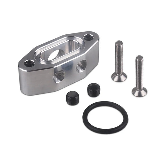 Oil Feed Line Adapter Plate M16 x 1.5 1/8"NPT 2 Ports for LS Replacement Tuck's Performance