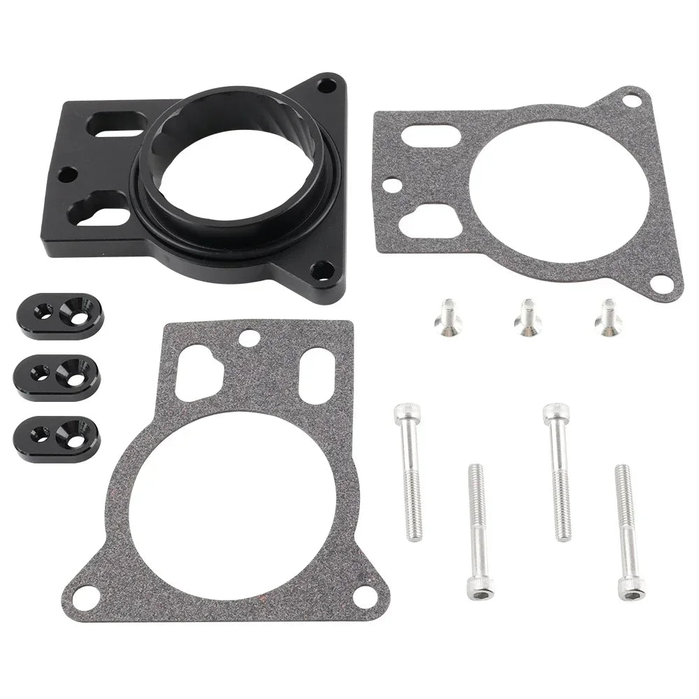 Black Silver Throttle Body Spacer For Cadillac Escalade Chevrolet Avalanche Silverado SSR GMC Sierra Hummer Air Intake System Tuck's Performance