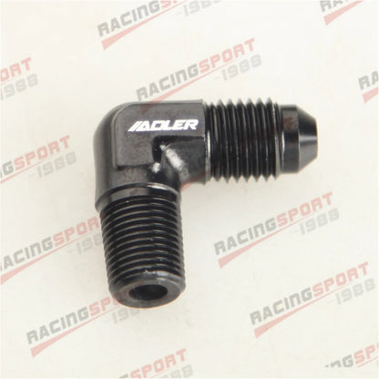 AN3 AN4 AN6 AN8 AN10 AN12 Male Flare To 1/8" 1/4" 3/8" NPT Adapter 90 Degree Tube Hose Fitting Tuck's Performance