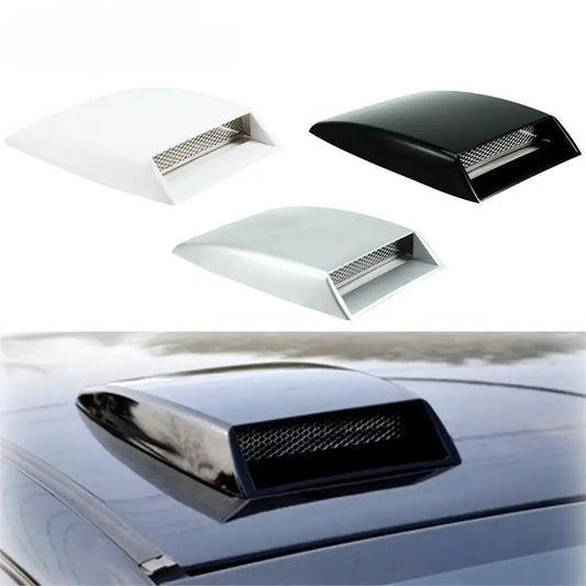 Stick-on bonnet scoop with mesh in white, black and silver