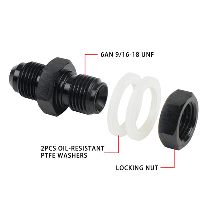 AN Fuel Cell / Tank Bulkhead Fitting with Nut & Washer | AN6 to AN12 Tucks Performance