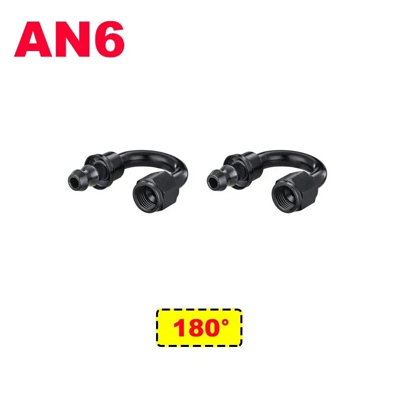 2X 4AN 6AN 8AN 10AN 12AN Oil Fuel Cooler Push-On Hose Fittings 0 45 90 180 Degree Push Lock Rubber Tube End Adapter Aluminum Tuck's Performance