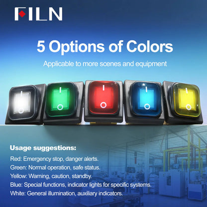 30A 12V 24V 220V LED Rocker Switch With Wires ON OFF Heavy Duty 4 Pin DPST IP67 Sealed Waterproof  Auto Boat Marine Toggle 30x22 Tuck's Performance