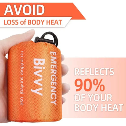 Emergency bivvy thermal survival sleeping bag - orange stuff sack