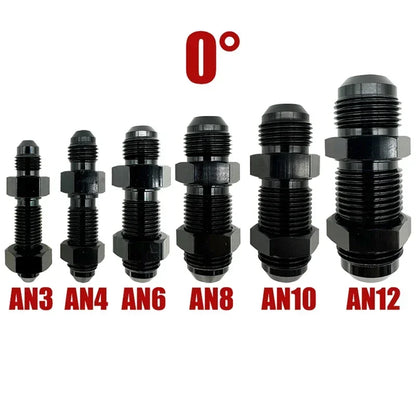 2X AN3 AN4 AN6 AN8 AN10 AN12 0 Degree Flare Bulkhead Fitting Fuel Hose Straight Male To Male Adapter w/Nut For Tab or Wirewall Tuck's Performance