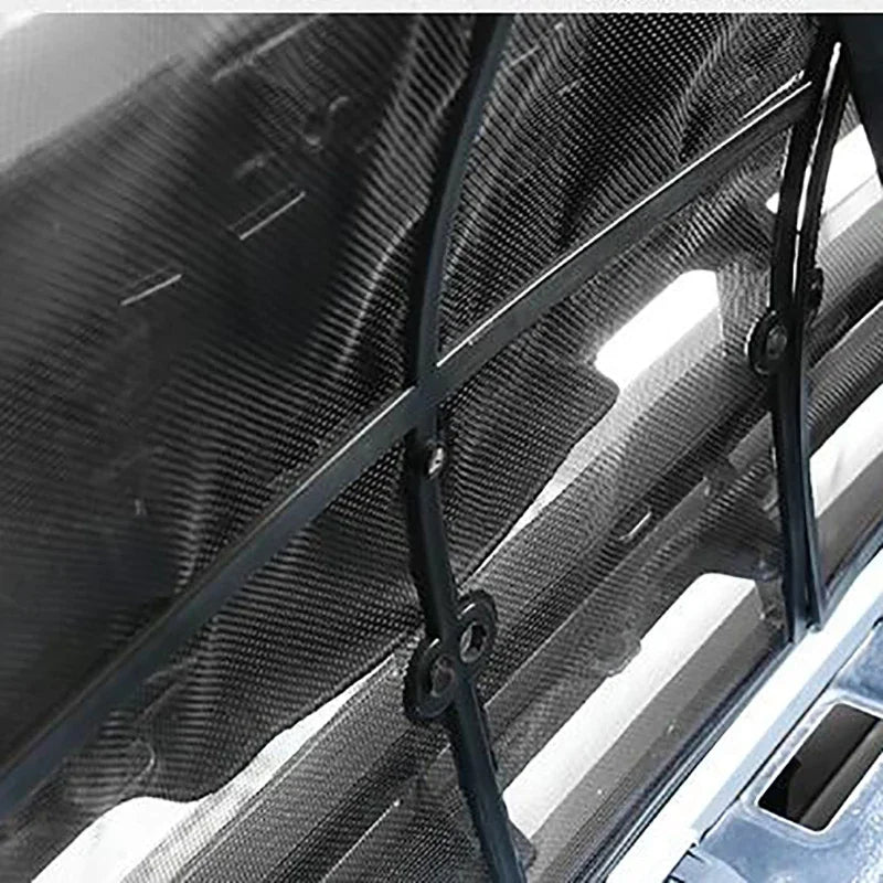 Bug screen mounting clips and ties