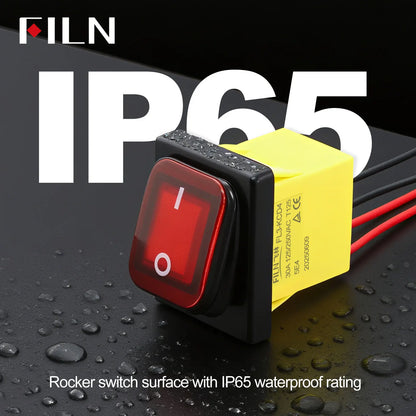 30A 12V 24V 220V LED Rocker Switch With Wires ON OFF Heavy Duty 4 Pin DPST IP67 Sealed Waterproof  Auto Boat Marine Toggle 30x22 Tuck's Performance