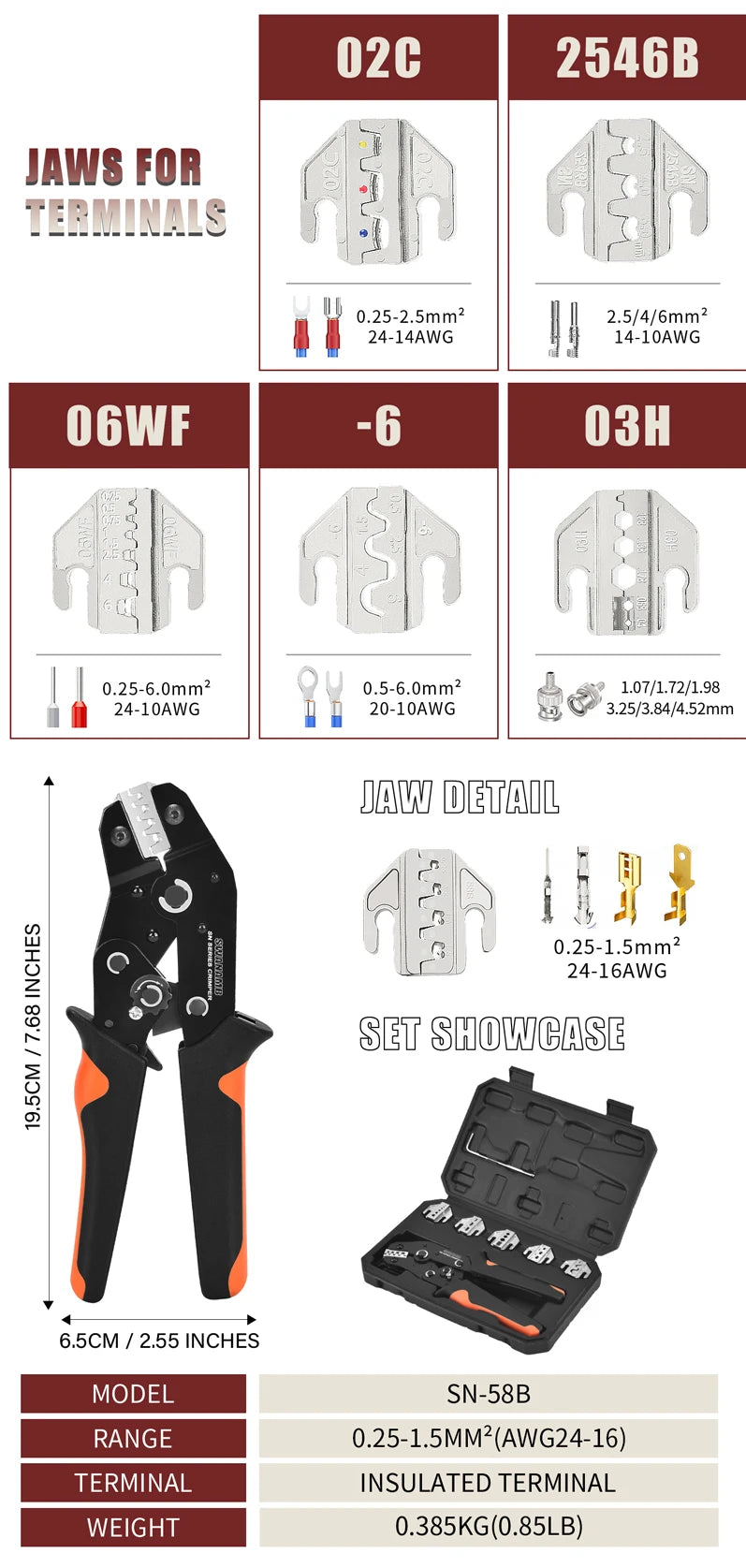 Ratchet Crimping Tool Kit with Interchangeable Jaws - product image 10
