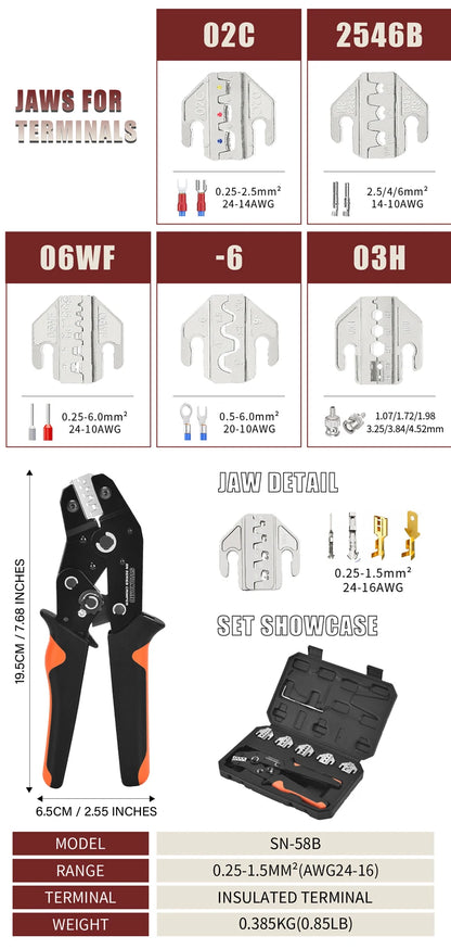 Ratchet Crimping Tool Kit with Interchangeable Jaws - product image 10