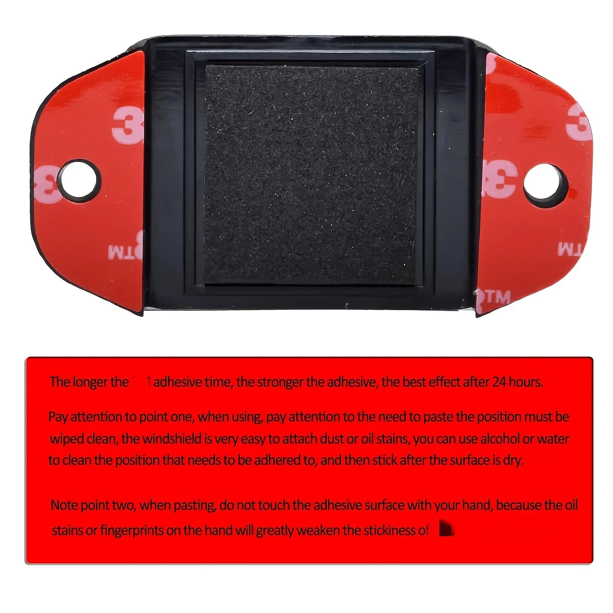 Radio holder bracket with adhesive pad on the back