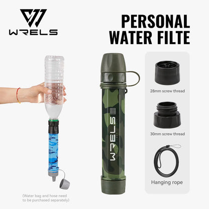 WRELS Outdoor Mini Camping Hiking Purification Water Filter Straw Carbon Fiber Water Bag for Survival or Emergency Supplies Tuck's Performance
