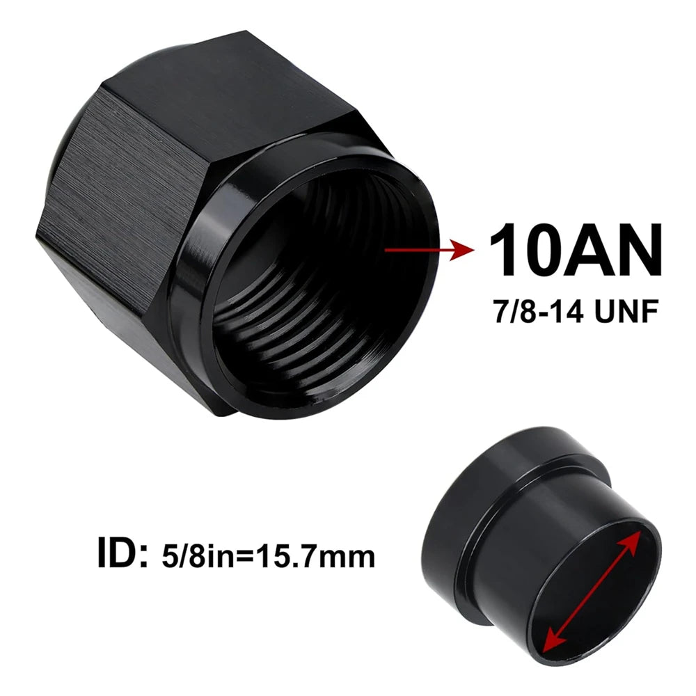 4AN 1/4 6AN 3/8 8AN 1/2 12AN 3/4 10AN Female to 5/8"Hardline Tube Nut and Sleeve Fitting Adapter Aluminum Tube Hose Line Fitting Tuck's Performance
