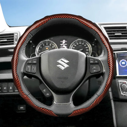 Suitable for Suzuki Carbon Fiber Texture Steering Wheel Cover Snap-On Wave-Shaped Sports Design Protective Case Alto S-Presso Celerio Ignis Swift Dzire Baleno Fronx Vitara E Vitara Grand S-Cross Jimny Xl7 Tuck's Performance