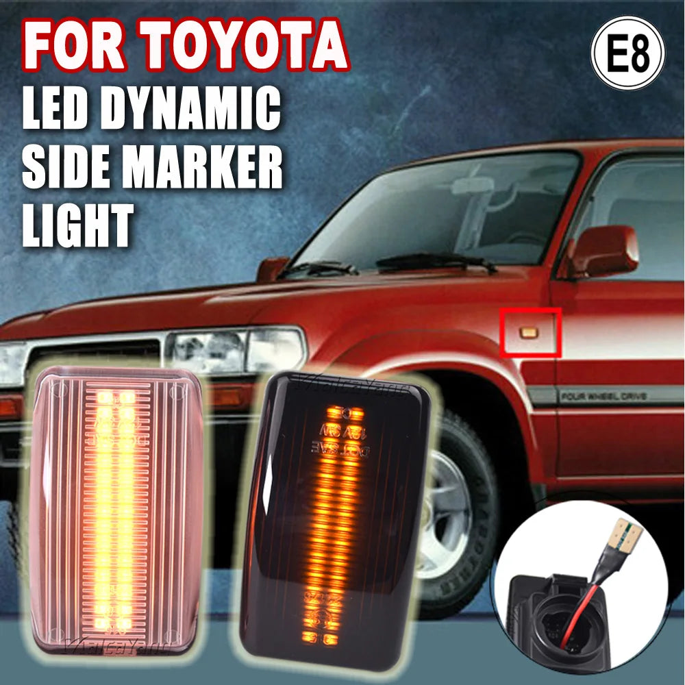 2Pcs LED Side Fender Dynamic Turn Signal Light Marker For Toyota Corolla Wangon Land Crusier FJ80 HDJ80 HZJ80 FZJ80 Lexus LS400 Tuck's Performance