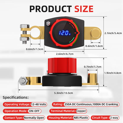 12V / 24V Battery Disconnect Switch Master Isolator Kill Switch for Car RV Boat Tuck's Performance