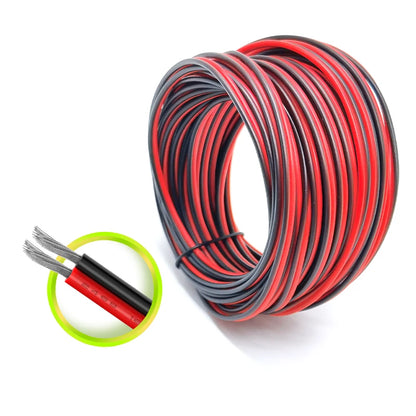 Twin Core Flat Cable - Red & Black, 16 to 30 AWG, 5m to 20m Tuck's Performance