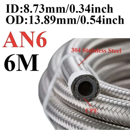 Stainless Braided CPE Fuel & Oil Hose | AN4 to AN12 | 1 to 6 Metre Tucks Performance