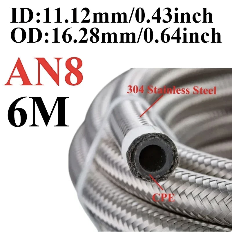 Stainless Braided CPE Fuel & Oil Hose | AN4 to AN12 | 1 to 6 Metre Tucks Performance