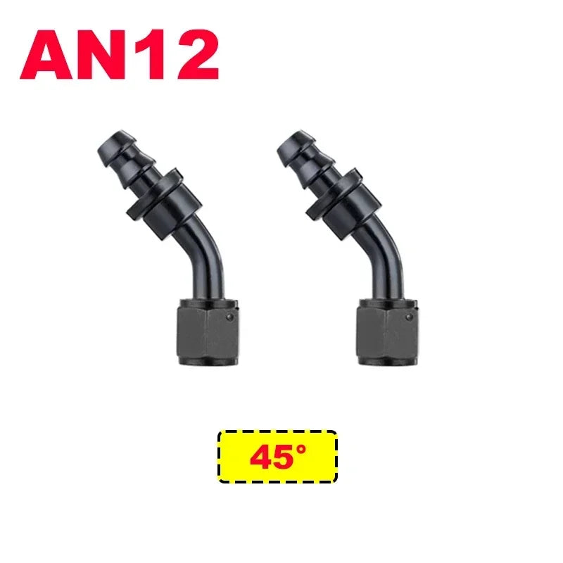 2X 4AN 6AN 8AN 10AN 12AN Oil Fuel Cooler Push-On Hose Fittings 0 45 90 180 Degree Push Lock Rubber Tube End Adapter Aluminum Tuck's Performance
