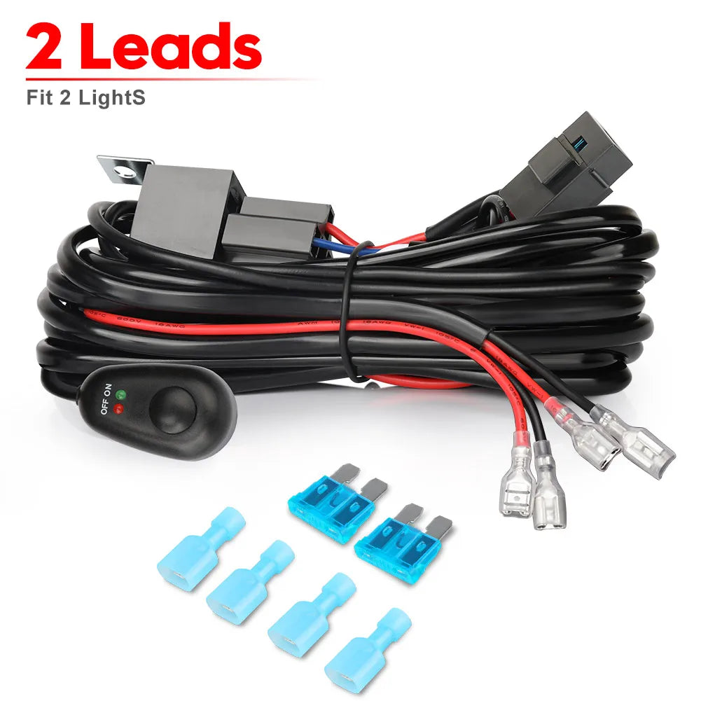 LED Light Bar Wiring Harness with Remote - 40A Relay, 12V Tucks Performance