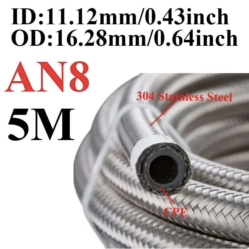 Stainless Braided CPE Fuel & Oil Hose | AN4 to AN12 | 1 to 6 Metre Tucks Performance