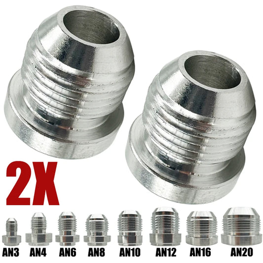 2X 3AN 4AN 6AN 8AN 10AN 12AN 16AN 20AN Male Weld On Fitting Adapter Weld Bung Aluminum Hose Straight Thread Connector Silver Tuck's Performance