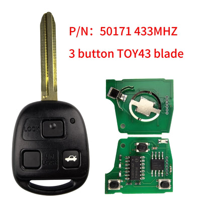 Two button remote key shell, front and rear view