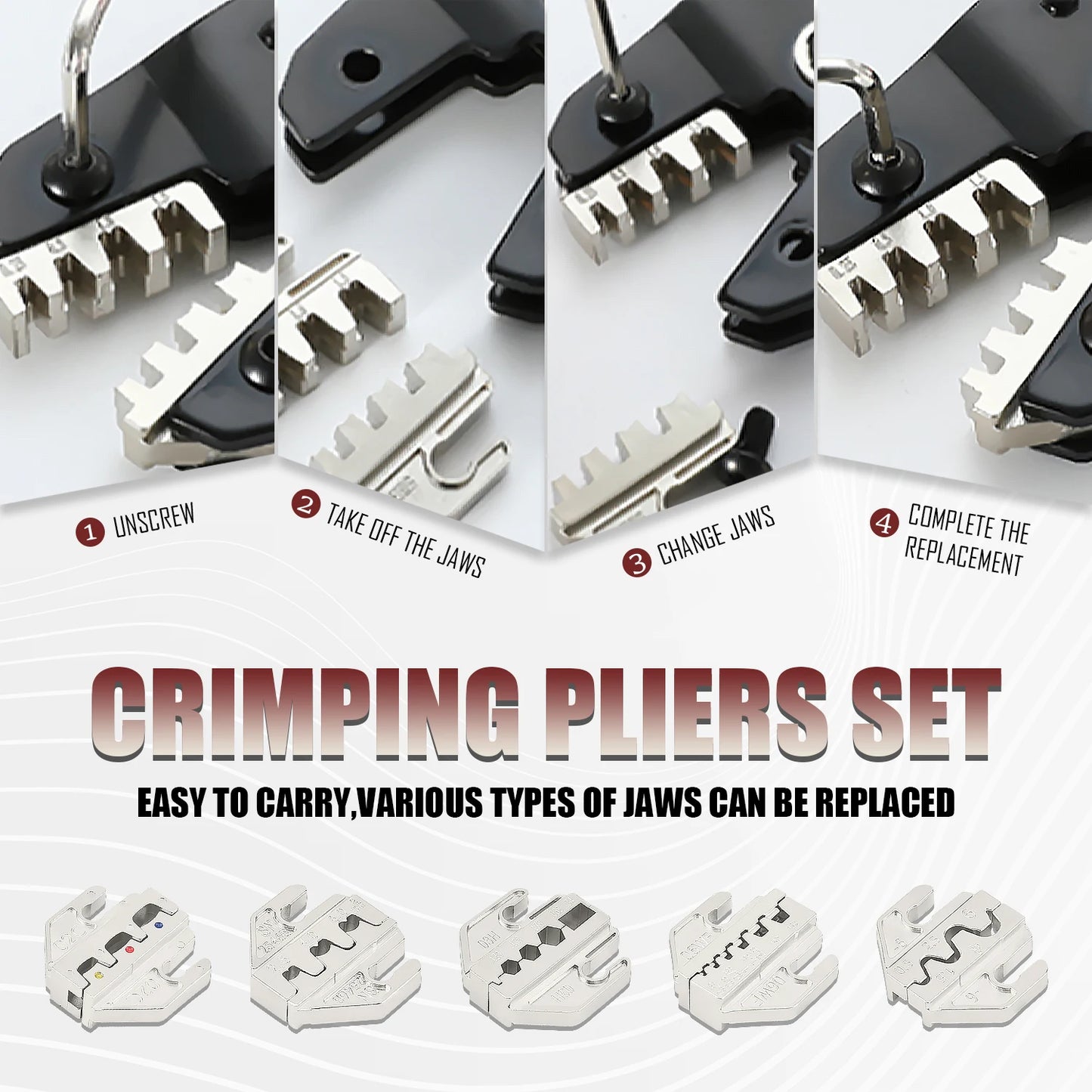 Ratchet Crimping Tool Kit with Interchangeable Jaws - product image 2