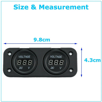 Waterproof 12V/24V Dual LED Digital Voltmeter Panel image 3