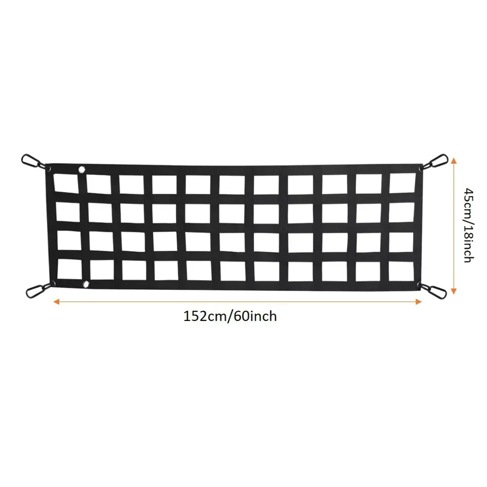 Black Heavy Duty Cargo Net PVC Webbing Truck Pickup Net SUV Van Cargo Safetyweb Control Net For Tailgate Car Modification Parts Tuck's Performance
