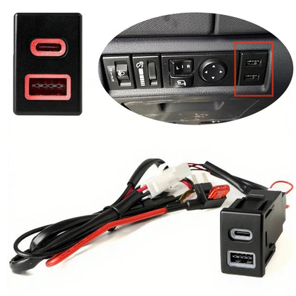 12V/24V For Isuzu Suzuto 18-22 D-MAX old model Car Charger Dual USB TYPE-C PD Interface Socket Phone Charge Adapt Cable Tuck's Performance