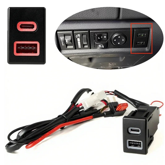12V/24V For Isuzu Suzuto 18-22 D-MAX old model Car Charger Dual USB TYPE-C PD Interface Socket Phone Charge Adapt Cable Tuck's Performance