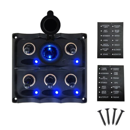 Rocker Switch Panel 4 or 6 Gang - Waterproof, 12V/24V Tucks Performance