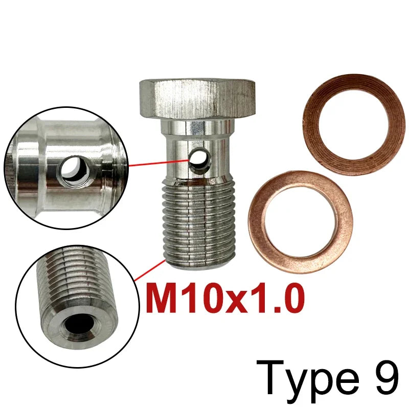 2X Stainless Steel 3AN Motorcycle Motor Bike Hydraulic Brake Oil Hose Line Banjo Fitting 10MM 0/28/45/90° Brake Hose End Adapter Tuck's Performance