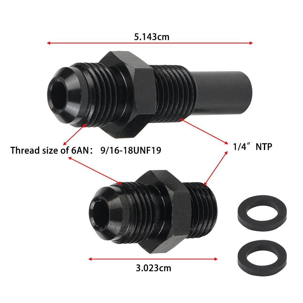 4L80E 6AN X 1/4NPS 8AN Male Flare to 1/4 NPS Transmission Cooler Adapter Fittings Front and Rear Port For GM 1997-2007 Tuck's Performance