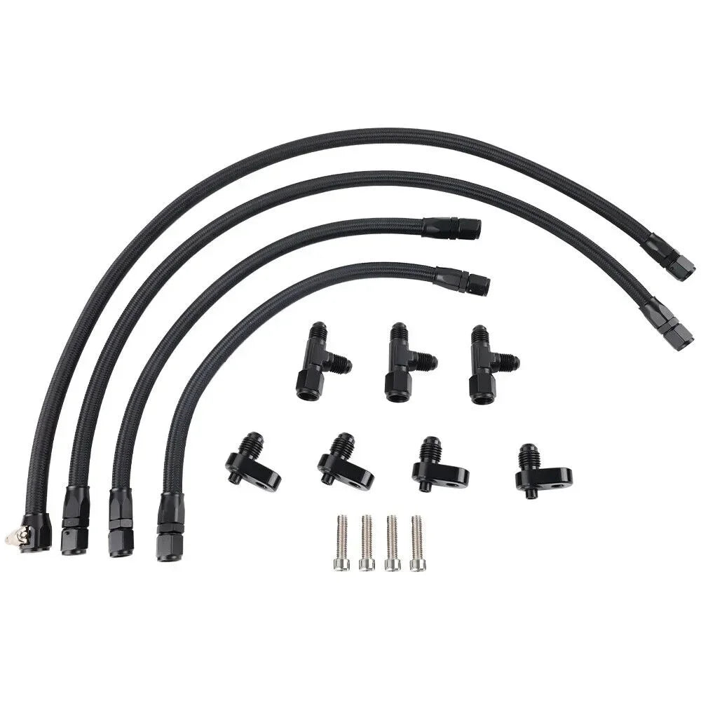 AN4 Adapter Engine Steam Vent Hose Line Kit Stainless Steel Braided Line Hose For LS LSX LS1 LS2 LS6 LM7 Chevrolet Pontiac GMC Tuck's Performance