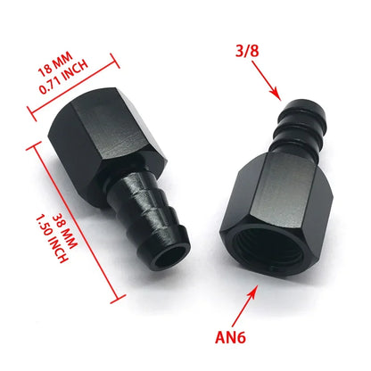 Black Straight Aluminum AN6 AN8 AN10 Female Flare to 3/8 1/2 Barb Push Hose Barb Fitting Adapter Oil Cooler Adapter Tuck's Performance