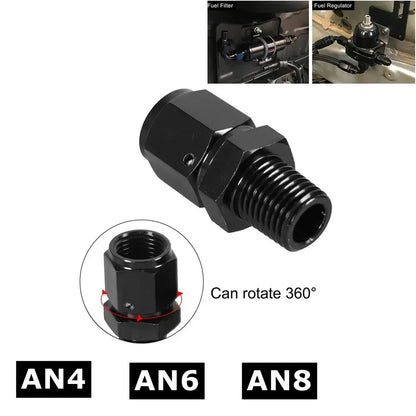 8AN Female Flare Swivel to 1/4 NPT Male Adapter Fitting Union Straight Aluminum AN4 AN6 Female 1/2NPT 1/8 NPT 3/8NPT Male Tuck's Performance