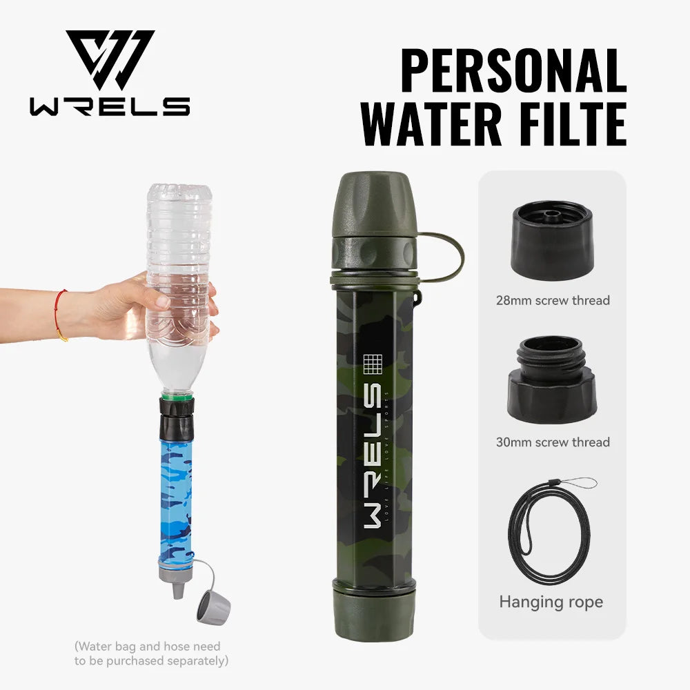 WRELS Outdoor Mini Camping Hiking Purification Water Filter Straw Carbon Fiber Water Bag for Survival or Emergency Supplies Tuck's Performance